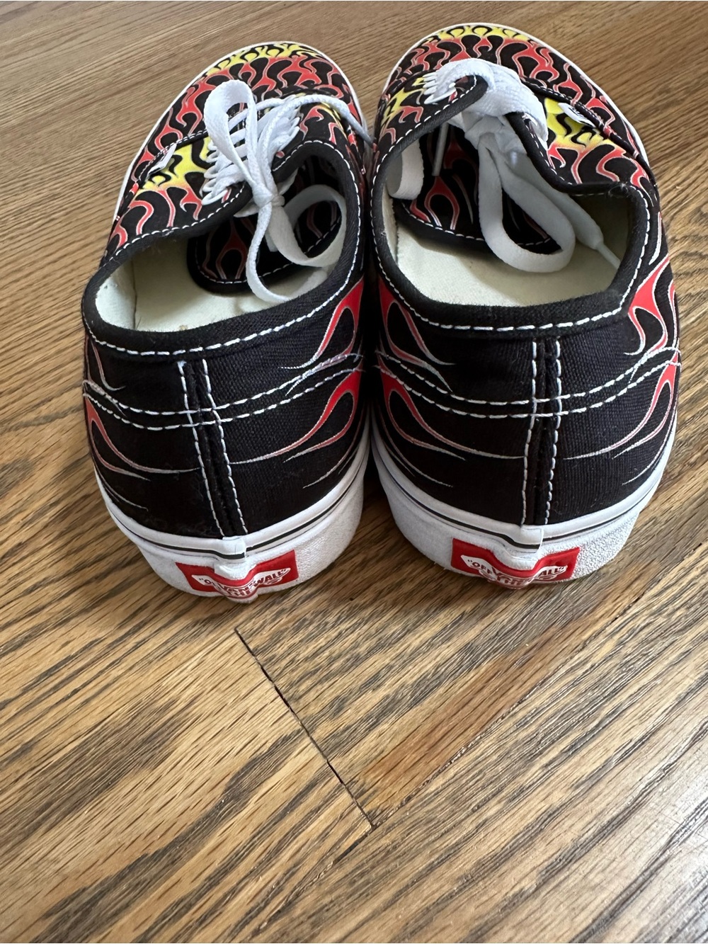 ⭐️BRAND NEW⭐️ Vans Black Canvas Sneakers with Red and Yellow Flame Print - Picture 3 of 5